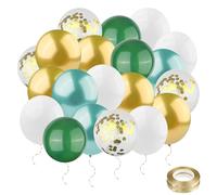 Ghazpmuk 60 Pièces Ballons Anniversaire Vert Rétro et Confettis - Décoration pour Mariage, Fiançailles, Garçon, Baby Shower
