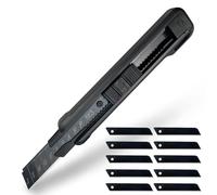 Ghazpmuk Cutters Professionnel, Cutter à Cartouche Avec 10 pièces Lames de Rechange, Cutter Lame Sécable, Cutters à Lame Rétractable, Cutter Universel, pour Couper Papier, Adhésif, Carton, Et Tissu