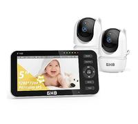 GHB Babyphone 5" 720P 2 Caméras Zoom 4X Orientable Vision Nocturne