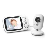 GHB Babyphone Caméra 3.2 inches Bébé Moniteur Babyphone Vidéo LCD Couleur Bébé Surveillance 2.4 GHz Communication Bidirectionnelle Vision Nocturne, 720p