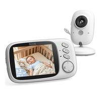 GHB Babyphone Caméra 3.2 inches Bébé Moniteur Babyphone Vidéo LCD Couleur Bébé Surveillance 2.4 GHz Communication Bidirectionnelle Vision Nocturne