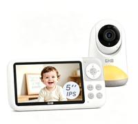 GHB Babyphone Camera 5" 720P HD Rotation 350° Veilleuse Luminosité Réglable