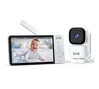 GHB Babyphone Camera 5" Baby Phone avec Camera Bebe Surveillance Rotation de 350° Détection de Mouvement 2,4 GHz sans WiFi VOX Mode Capteur de Température Vision Nocturne 8 Berceuses