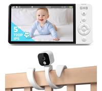 GHB Babyphone Caméra 5" Caméra Bébe Surveillance avec Support Camera Bébé Universel Flexible
