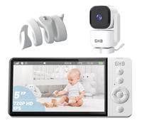 GHB Babyphone Caméra 5" Caméra Bébe Surveillance Rotation 350° avec Support Camera Bébé Support Babyphone Universel Flexible