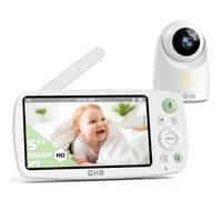GHB Babyphone Caméra 5'' HD 1080P Caméra Bébé avec Longue Autonomie Batterie 4000 mAh 7 x 24H en Mode VOX 4X Zoom Communication Bidirectionnelle Vision Nocturne Capteur de Température