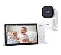 GHB Babyphone Camera Bebe Surveillance Rotation de 350° 5" LCD Baby Phone avec Caméra 2,4 GHz VOX Mode Capteur de Température Communication Bidirectionnelle Vision Nocturne sans WiFi