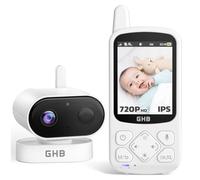 GHB Babyphone Caméra Bébé Surveillance Vision Nocturne Ecran IPS HD 720p 2,8 Pouces 2000 mAh Mode VOX Audio Bidirectionnel Alerte de Température 8 Berceuses