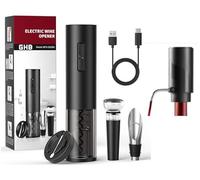 GHB Tire-bouchon électrique pour vin 7 en 1 décapsuleur électrique rechargeable avec aérateur, coupe-papier, verseur, bouchon d'étanchéité, bouchon de vide, cadeau pour amateurs de vin