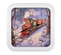 GHBNK Horloge murale en train de Noël silencieuse sans tic-tac, 25,4 cm, horloge numérique décorative classique classique pour cuisine, salon, bureau, chambre à coucher, salle de bain