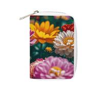 GHBNK Porte-cartes de crédit All Flowers Bloom Together - Portefeuille pour cartes de crédit pour femme - Organisateur de cartes de visite - Petit porte-monnaie en polyuréthane souple avec fermeture