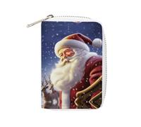 GHBNK Porte-cartes de crédit avec motif Père Noël souriant pour femme, porte-cartes de visite, porte-monnaie, porte-monnaie en polyuréthane souple, avec fermeture éclair, 16 x 11,5 cm, Style :,