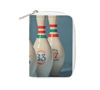 GHBNK Porte-cartes de crédit, boule de bowling et bouteille de ballon, porte-cartes de crédit pour femme, porte-cartes de visite, petit porte-monnaie en polyuréthane souple, avec fermeture éclair, 16