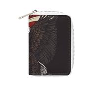 GHBNK Porte-cartes de crédit USA Patriotic Eagle Portefeuille pour cartes de crédit pour femme Organiseur de cartes de visite Portefeuille Petit porte-monnaie en polyuréthane souple avec fermeture