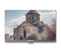 GHBNK Porte-cartes de visite, clés de piano avec notes de musique, cartes de crédit, porte-cartes fin professionnel avec fermeture en alliage d'aluminium pour homme et femme, Église arménienne, Taille