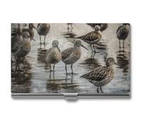 GHBNK Porte-cartes de visite fin professionnel avec fermeture en alliage d'aluminium et métal pour cartes de visite à poils longs teckel - Pour homme et femme, Oiseaux qui, Taille unique, Moderne
