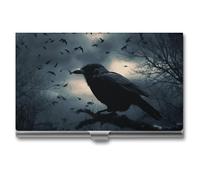 GHBNK Porte-cartes de visite fin professionnel avec fermeture en alliage d'aluminium et métal pour homme et femme Motif coccinelle, Corbeau de nuit, Taille unique, Moderne
