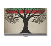 GHBNK Porte-cartes de visite squelette pirate-1 porte-cartes de crédit professionnel fin portefeuille avec fermeture style boucle en alliage d'aluminium pour homme et femme, Drapeau Palestinien Arbre