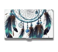 GHBNK Porte-cartes de visite squelette pirate-1 porte-cartes de crédit professionnel fin portefeuille avec fermeture style boucle en alliage d'aluminium pour homme et femme, Attrape-rêves indien