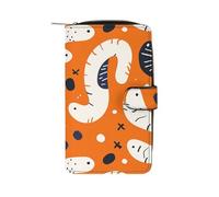 GHBNK Portefeuille long en cuir pour femme avec dragonne, 12 porte-cartes et poche pour pièces de monnaie, Ver blanc dessin animé, 19.7x11x3.5cm