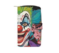 GHBNK Portefeuille long en cuir pour femme avec dragonne, 12 porte-cartes et poche pour pièces de monnaie, Clowns, 19.7x11x3.5cm