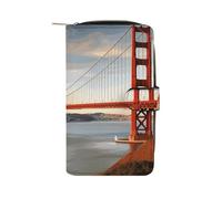 GHBNK Portefeuille long en cuir pour femme avec dragonne en forme de lézard blanc avec 12 porte-cartes de grande capacité et poche pour pièces de monnaie, Golden Gate Bridge, 19.7x11x3.5cm