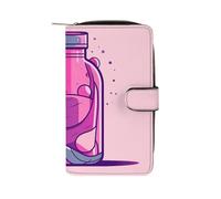 GHBNK Portefeuille long en cuir pour femme avec dragonne et 12 porte-cartes - Grande capacité - Poche pour pièces de monnaie, Bouteille violette, 19.7x11x3.5cm