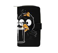 GHBNK Portefeuille long en cuir pour femme avec dragonne, motif cœurs et étoiles, avec 12 porte-cartes et poche pour pièces de monnaie, Seulement un verre d'eau, 19.7x11x3.5cm