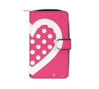 GHBNK Portefeuille long en cuir pour femme avec dragonne, motif cœurs et étoiles, avec 12 porte-cartes et poche pour pièces de monnaie, Cœur entouré de lignes blanches, 19.7x11x3.5cm