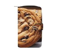 GHBNK Portefeuille long en cuir pour femme avec dragonne pour partitions de musique avec 12 porte-cartes de grande capacité et poche pour pièces de monnaie, Cookie au chocolat., 19.7x11x3.5cm