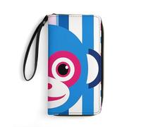 GHBNK Portefeuille long en cuir pour femme avec motif cœurs et étoiles avec support à fermeture éclair, grande capacité et poche pour pièces de monnaie, Visage de singe porte-bonheur, 19.7x10.5cm