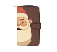 GHBNK Portefeuille long en cuir pour femme avec oreilles dressées, 12 porte-cartes et poche pour pièces de monnaie de grande capacité, Happy Santa Claus Avatar, 19.7x11x3.5cm