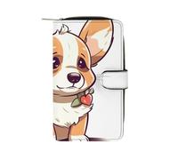 GHBNK Portefeuille long en cuir pour femme - Motif vagues colorées - Avec 12 porte-cartes - Grande capacité - Poche pour pièces de monnaie, Autocollants Corgi, 19.7x11x3.5cm