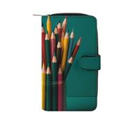 GHBNK Portefeuille long en cuir pour femme - Orange - Bouteille d'eau - Avec 12 porte-cartes - Grande capacité - Poche pour pièces de monnaie, Porte-stylo, 19.7x11x3.5cm