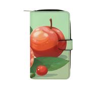 GHBNK Portefeuille long en cuir pour femme - Orange - Bouteille d'eau - Avec 12 porte-cartes - Grande capacité - Poche pour pièces de monnaie, Fruits de pêche, 19.7x11x3.5cm