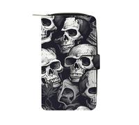 GHBNK Portefeuille long en cuir pour femme pour homme, bouledogue français, portefeuille avec 12 porte-cartes de grande capacité, poche pour pièces de monnaie, motif tête de mort 1, 19,7 x 11 x 3,5