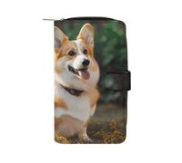 GHBNK Portefeuille long en cuir pour femme pour homme, partition de violon, dragonne avec 12 porte-cartes de grande capacité, poche pour pièces de monnaie, chien corgi, 19,7 x 11 x 3,5 cm, Dog Corgi,