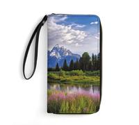 GHBNK Portefeuilles longs en cuir avec dragonne pour femme - Illusion visuelle - Avec support à fermeture éclair - Grande capacité - Poche pour pièces de monnaie - Pochette pour femme, Parc national