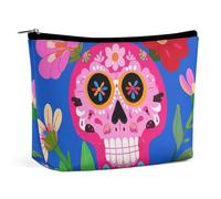 GHBNK Trousse de maquillage portable pour femme - Motif tête de mort - Fleur - Trousse de maquillage de voyage - Style - Taille unique, Style :, Taille unique
