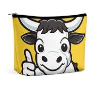 GHBNK Trousse de toilette portable avec chapeau de Père Noël, cadeau et joyeux Noël, trousse de maquillage de voyage, sac à lèvres pour femme, Vache donnant le pouce vers le haut, Taille unique