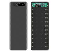 GHBOTTOM Boîte de rangement de batterie, boîte de rangement de batterie, affichage LCD DIY 10x18650 Boîtier de batterie Power Bank Shell Portable Externe Boîte sans batterie Powerbank Protector