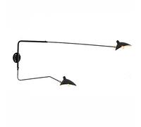 GHBSDNEPP Applique Murale Industrielle À Bras Articulé, Design Moderne Et Pivotant, Idéale Pour La Chambre, Le Salon, Le Bureau Ou Un Hôtel. Éclairage Décoratif Intérieur./Noir/2 Têtes : 59"