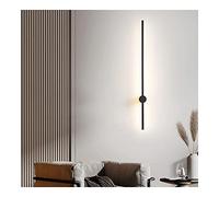 GHBSDNEPP Applique Murale Led À Bande Métallique, Style Moderne Et Épuré, Idéale Comme Lampe de Chevet, Lampe D'Ambiance Ou Luminaire Mural Fin Pour Chambre, Couloir Ou Salon (Couleur : Noir - 80 Cm,