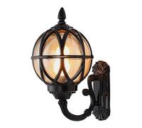 GHBSDNEPP Appliques Murales Extérieures Étanches, Lanternes Murales de Jardin, Lampes À Boule de Verre Pour Maison, Garage, Entrée/Noir/17,5 Cm