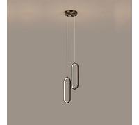 GHBSDNEPP Décoration de La Maison Led Linéaire Suspension Dimmable 2 Anneaux Pendentif Plafonnier Or Noir Rond Long Lustre Pour Haut Plafond Escaliers Couloir Chambre Salon Salle À Manger Cuisine/Noir