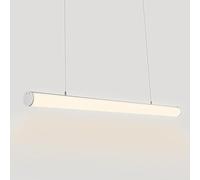 GHBSDNEPP Lampe À Suspension À Flûte Linéaire, Lustre Long En Alumiavec Abat-Jour En Tube Rond Blanc, Lampes À Suspension Led Modernes de 48 W, Luminaire Suspendu Minimaliste Pour Salle de Conféren/Wa