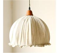 GHBSDNEPP Lampe Suspendue En Tissu Shabby Chic Pour Salle À Manger, Lampe de Chevet Blanche de Campagne Française, En Lin Avec Garniture À Volants, Lustre Rétro En Forme de Dôme de Ferme, Éclairage In