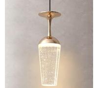 GHBSDNEPP Lampe Suspendue Moderne En Forme de Verre À Vin Led À Intensité Variable, Créativité Nordique, Verre À Bulles, Lampe Suspendue À Une Tête, Lustre En Cristal À Hauteur Réglable Du Milieu Du S