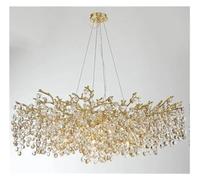 GHBSDNEPP Lustre de Plafond En Cristal Doré, Style Villa, Restaurant, Suspensions Led Compatibles Avec Les Lustres de Plafond - Décoration Intérieure, Îlot de Cuisine/120 Cm/Blanc Froid