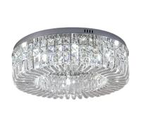 GHBSDNEPP Lustre de Plafond En Cristal, Éclairage Led Chromé Doré, Décoration Intérieure Pour Salon, Chambre, Hall D'Entrée, Îlot de Cuisine/Chrome/Diamètre 50 Cm, Hauteur 15 Cm